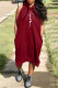 Burgundy Fashion Casual Print Basic Hooded Collar Sleeveless Dress