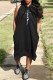 Black Fashion Casual Print Basic Hooded Collar Sleeveless Dress