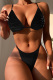 Black Sexy Solid Patchwork Swimwears