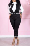 Red Fashion Casual Letter Embroidery Patchwork O Neck Long Sleeve Two Pieces