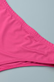 Rose Red Fashion Sexy Solid Backless Swimwears Three-piece Set