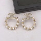 Gold Fashion Vintage Patchwork Pearl Hot Drill Earrings