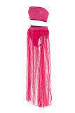 Rose Red Fashion Sexy Solid Backless Swimwears Three-piece Set