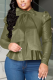 Ink Green Sexy Solid Patchwork Turtleneck Tops