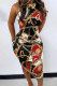 Red Fashion Casual Print Basic O Neck Sleeveless Dress