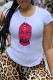 White Fashion Street Print Patchwork O Neck T-Shirts