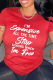 Red Casual Letter Print Basic O Neck Tops