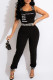 Black Sexy Casual Print Patchwork Backless Square Collar Skinny Jumpsuits