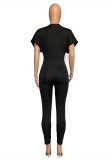 Yellow Fashion Casual Solid Basic V Neck Skinny Jumpsuits