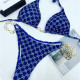 Blue Fashion Sexy Letter Frenulum Swimwears