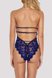 Blue Fashion Sexy Patchwork Hollowed Out See-through Backless Lingerie