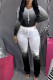 Black Fashion Casual Gradual Change Print Fold O Neck Long Sleeve Two Pieces