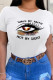 White Casual Vacation Print Patchwork O Neck T-Shirts