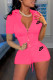 Pink Fashion Casual Print Patchwork Short Sleeve Two Pieces