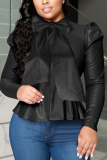 Ink Green Sexy Solid Patchwork Turtleneck Tops