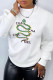 White Casual Street Animal Print Print Patchwork Letter O Neck Tops