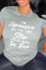 Grey Casual Letter Print Basic O Neck Tops