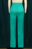 Rose Red Elegant Solid Patchwork V Neck Three Quarter Two Pieces