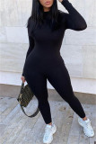 Grey Fashion Casual Print Solid Basic Half A Turtleneck Skinny Jumpsuits