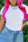 White Casual Solid Patchwork Hot Drill O Neck T-Shirts