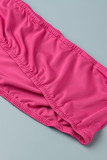 Rose Red Fashion Sexy Solid Backless Swimwears Three-piece Set