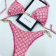 Pink Fashion Sexy Letter Frenulum Swimwears