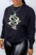 Black Casual Street Animal Print Print Patchwork Letter O Neck Tops