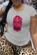 Grey Fashion Street Print Patchwork O Neck T-Shirts