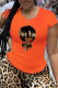 Orange Fashion Vintage Print Patchwork O Neck T-Shirts
