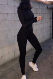 Grey Fashion Casual Print Solid Basic Half A Turtleneck Skinny Jumpsuits