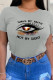 Grey Casual Vacation Print Patchwork O Neck T-Shirts