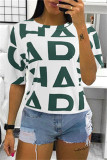 Multicolor Fashion Casual Print Basic O Neck T-Shirts