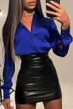 Black Sexy Solid Patchwork Skinny High Waist Pencil Solid Color Bottoms