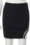Black Sexy Solid Hot Drill Skinny High Waist Pencil Patchwork Bottoms