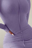 Purple Sexy Solid Patchwork O Neck One Step Skirt Dresses