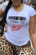White Fashion Casual Print Patchwork Letter O Neck T-Shirts