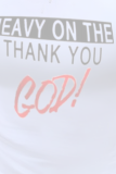 White Fashion Casual Print Patchwork Letter O Neck T-Shirts