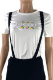 Black Casual Print Patchwork O Neck Short Sleeve Two Pieces