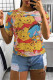 Multicolor Fashion Casual Print Basic O Neck T-Shirts