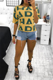 Multicolor Fashion Casual Print Basic O Neck T-Shirts