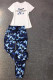 Royal Blue Fashion Casual Print Patchwork O Neck Short Sleeve Two Pieces