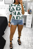 Multicolor Fashion Casual Print Basic O Neck T-Shirts
