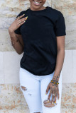White Fashion Casual Solid Basic O Neck T-Shirts