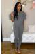 Grey Fashion adult Active ruffle Solid Two Piece Suits Patchwork pencil Short Sleeve