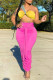 Yellow Pink Fashion Sexy Solid Patchwork Backless Strapless Sleeveless Two Pieces