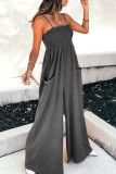 Pink Fashion Casual Solid Patchwork Spaghetti Strap Loose Jumpsuits