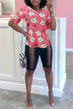 Multicolor Fashion Casual Print Basic O Neck T-Shirts