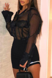 Black Sexy Solid Hot Drill Skinny High Waist Pencil Patchwork Bottoms