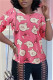 Rose Red Fashion Casual Print Basic O Neck T-Shirts