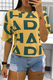 Multicolor Fashion Casual Print Basic O Neck T-Shirts